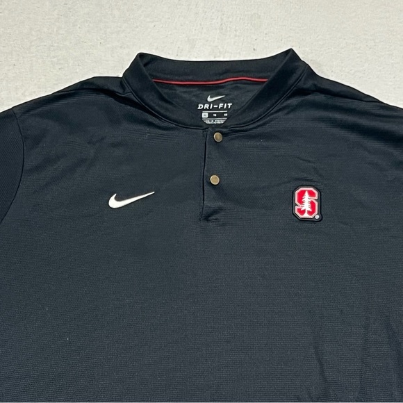 Nike Men Black Standford Tee Shirt 3 Button Dri Fit Size XL - Picture 3 of 10